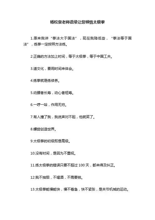 杨松泉老师语录让您顿悟太极拳