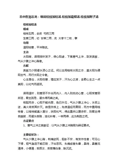 名中医刘志龙：细说桂枝加桂汤.桂枝加葛根汤.桂枝加附子汤