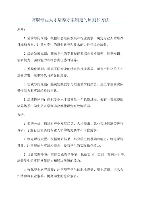 高职专业人才培养方案制定的原则和方法