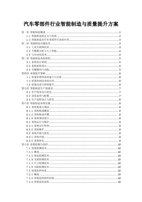 汽车零部件行业智能制造与质量提升方案