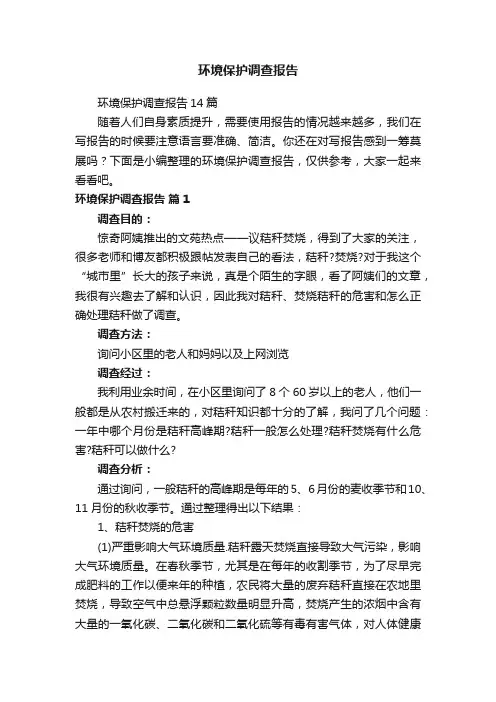 环境保护调查报告14篇