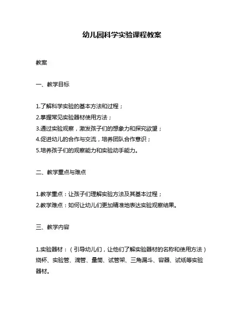 幼儿园科学实验课程教案
