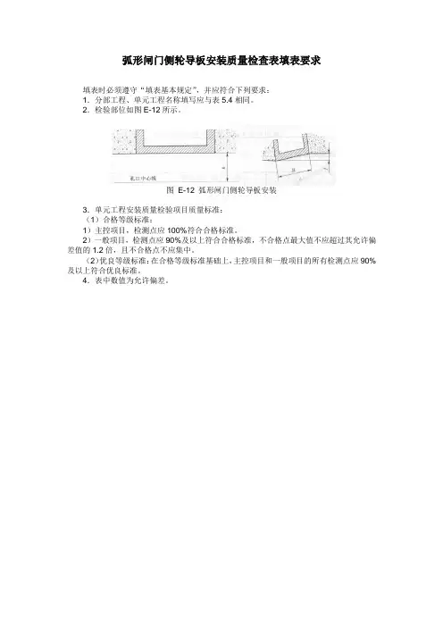 弧形闸门侧轮导板安装质量检查表填表要求