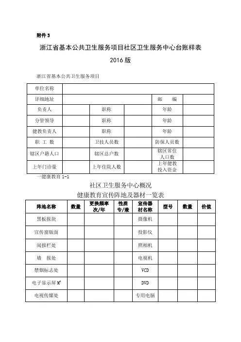 公共卫生台账样本