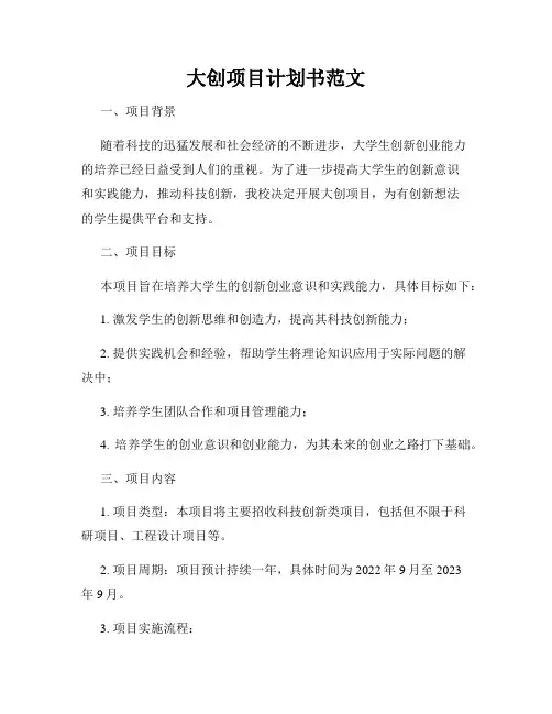 大创项目计划书范文