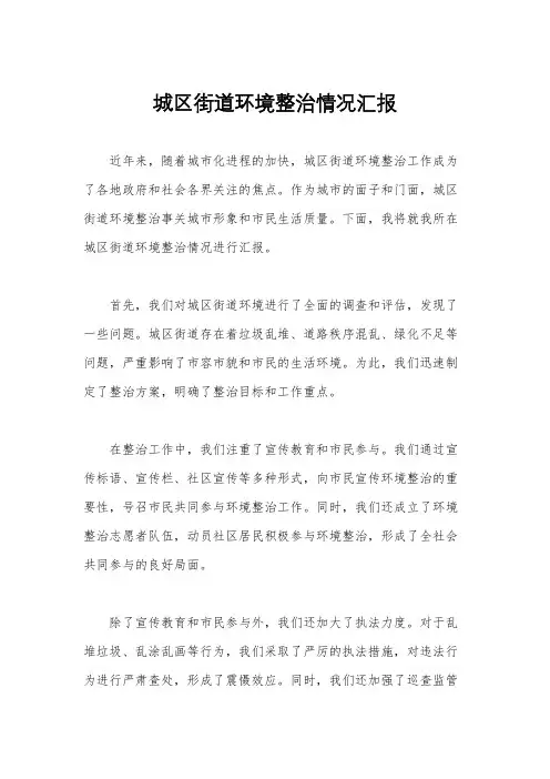 城区街道环境整治情况汇报