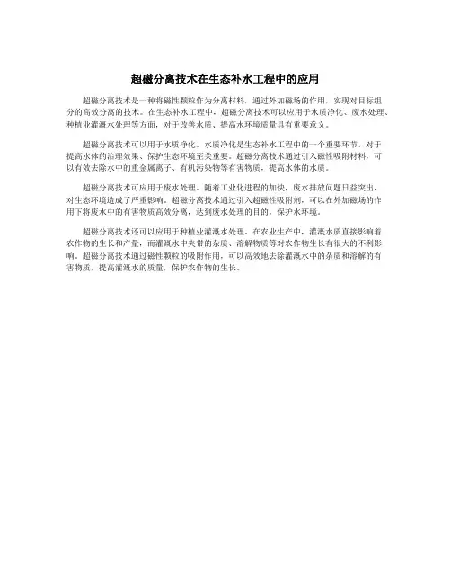 超磁分离技术在生态补水工程中的应用