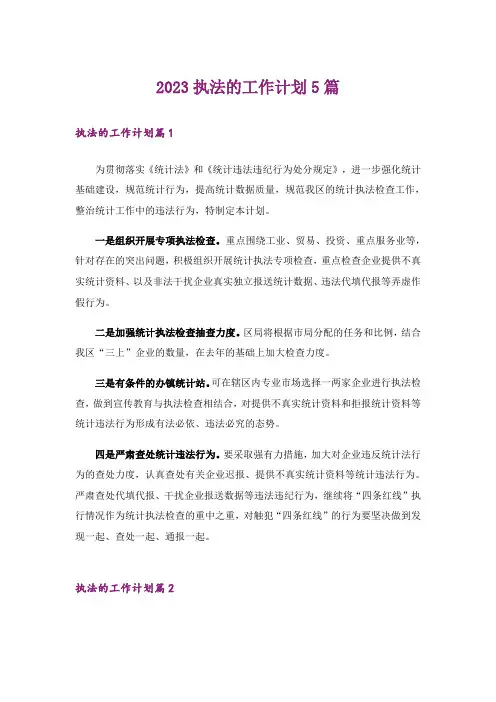 2023执法的工作计划5篇