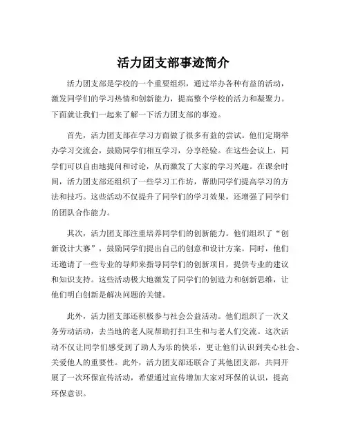 活力团支部事迹简介