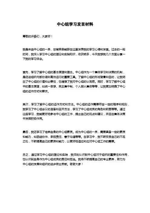 中心组学习发言材料