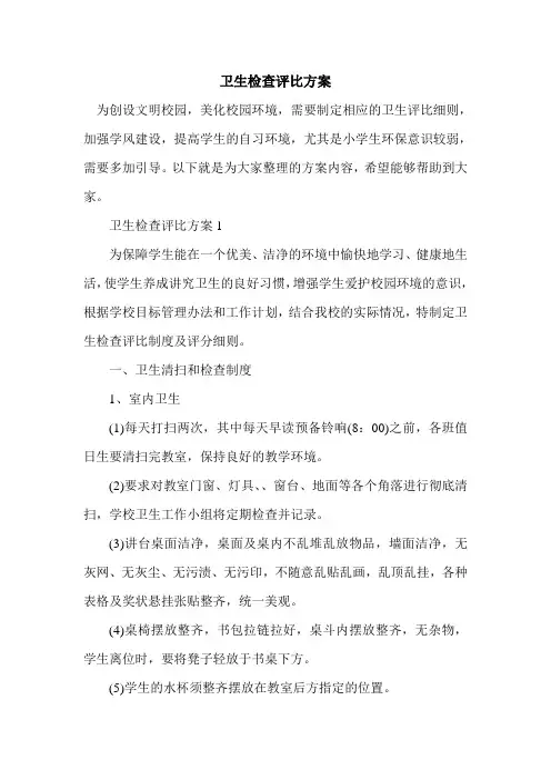 卫生检查评比方案