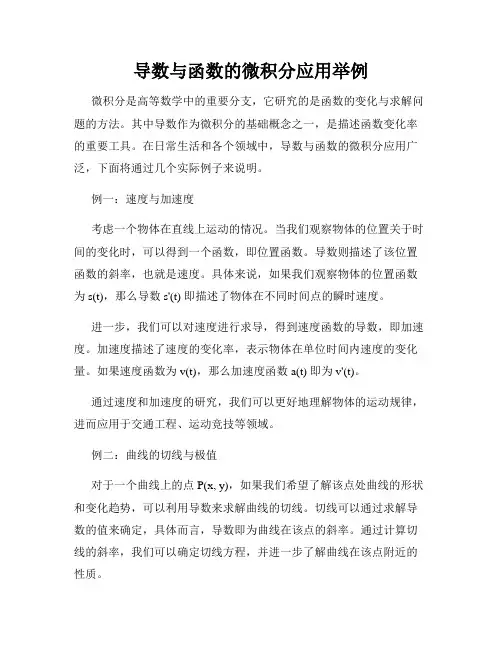导数与函数的微积分应用举例