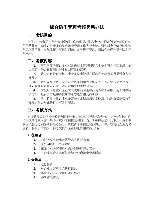 综合防尘管理考核奖惩办法
