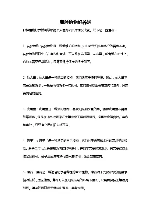 那种植物好养活