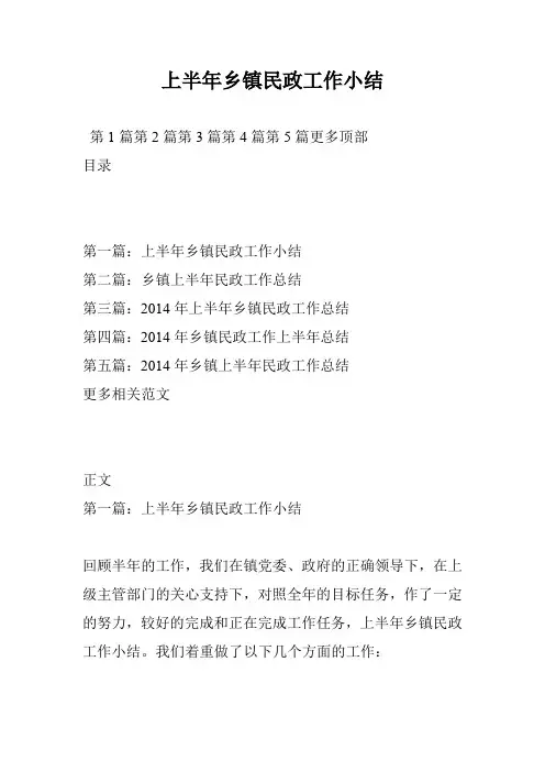 上半年乡镇民政工作小结