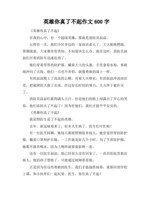 英雄你真了不起作文600字