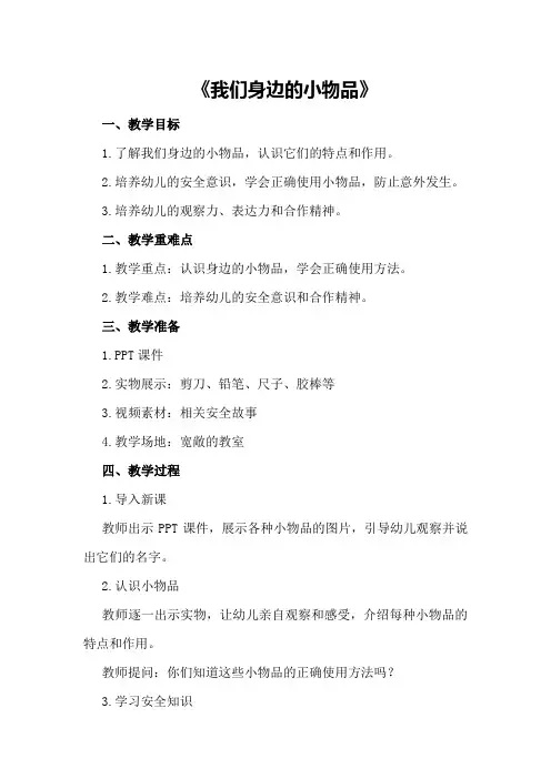 大班下学期安全教案《我们身边的小物品》