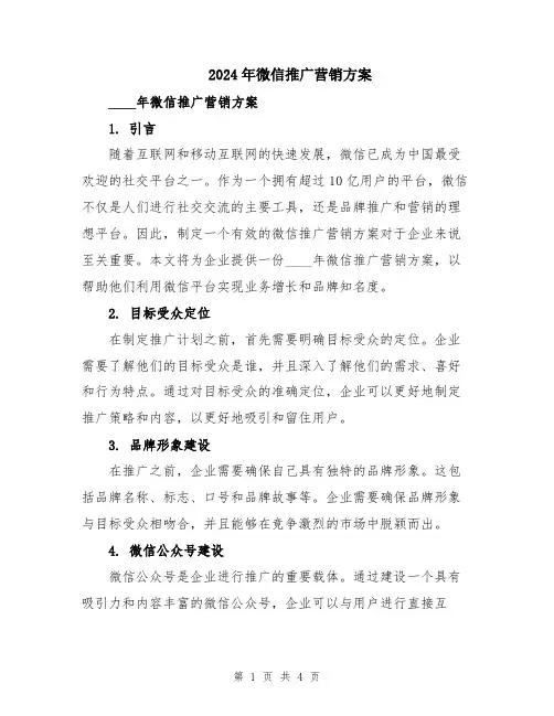 2024年微信推广营销方案