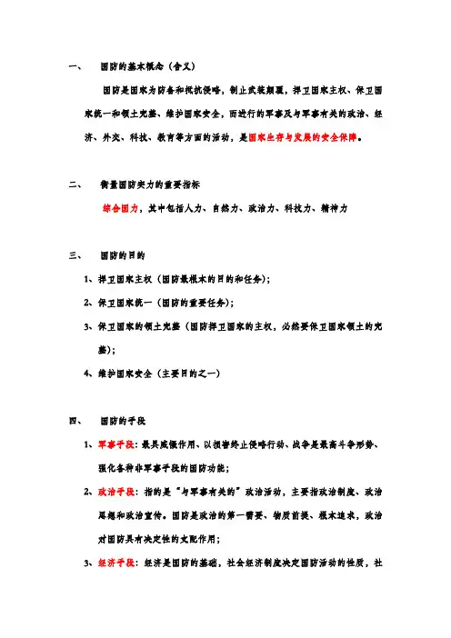 军事理论 整理版
