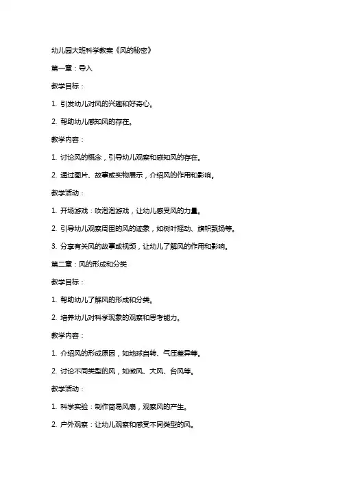 幼儿园大班科学教案《风的秘密》