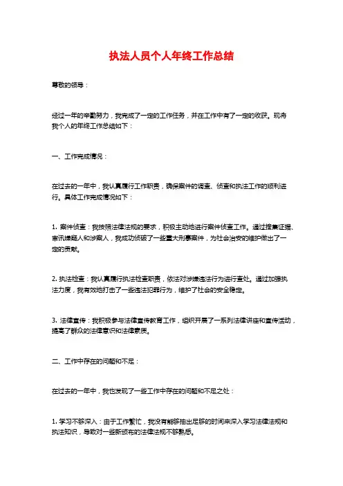 执法人员个人年终工作总结