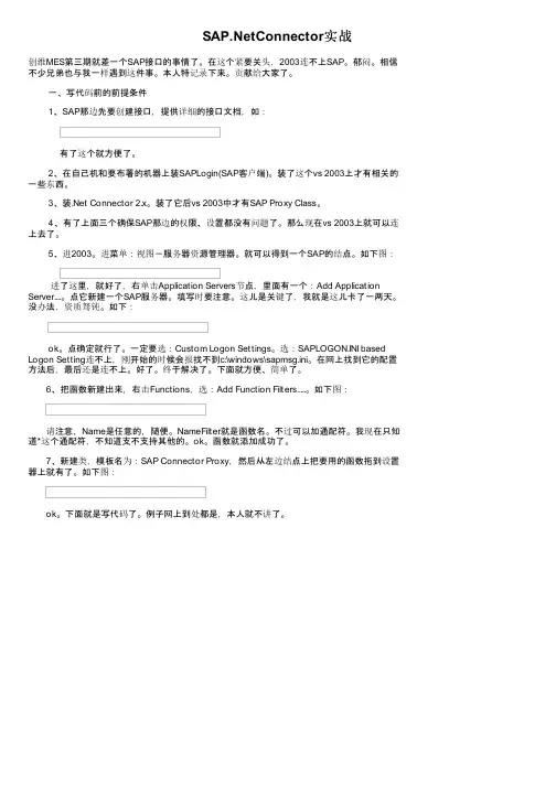 SAP.NetConnector实战