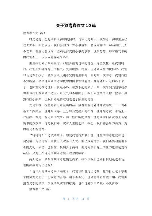 关于致青春作文10篇
