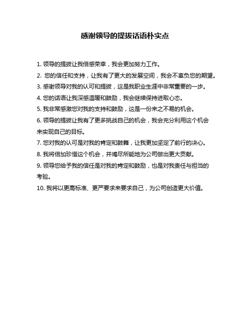 感谢领导的提拔话语朴实点