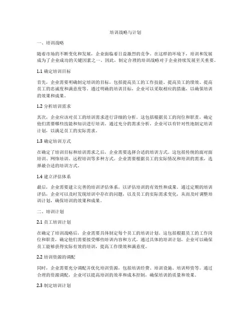培训战略与计划