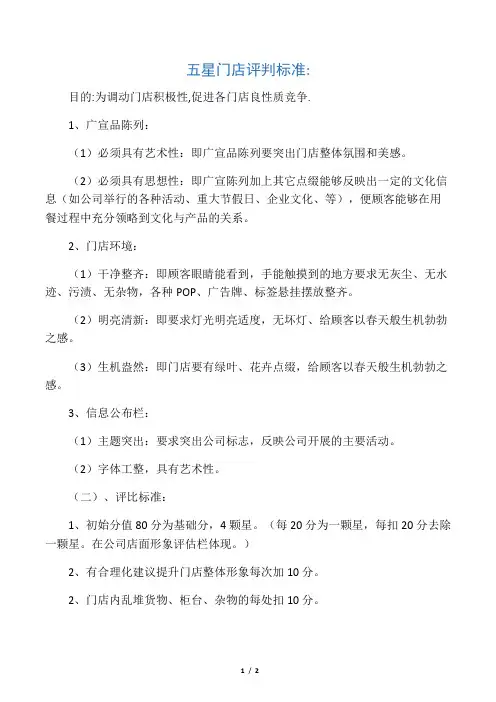 店面形象评比标准