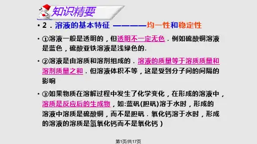 初中化学《溶液》课件PPT课件