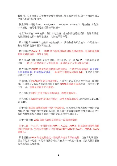 雅马哈调音台使用说明