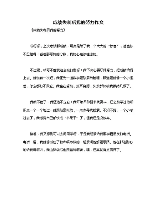 成绩失利后我的努力作文