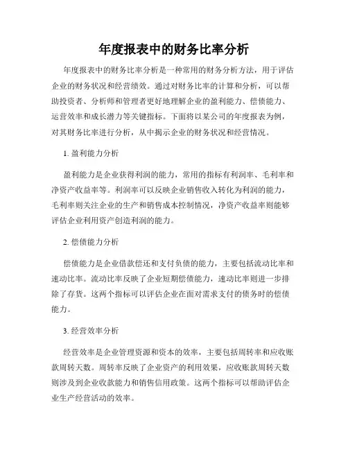 年度报表中的财务比率分析