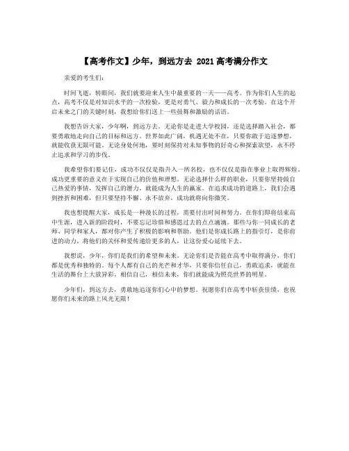 【高考作文】少年,到远方去 2021高考满分作文