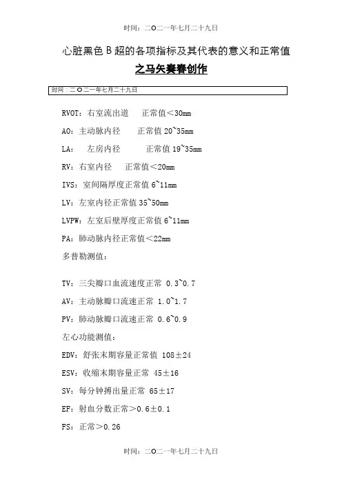 心脏彩超的各项指标正常值及其代表的意义
