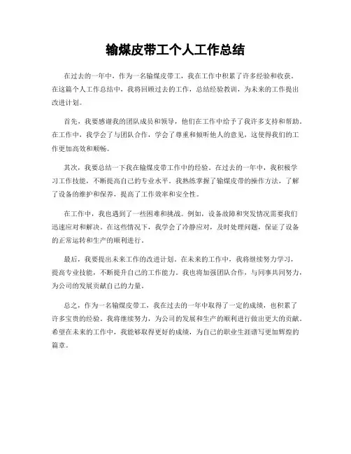 输煤皮带工个人工作总结