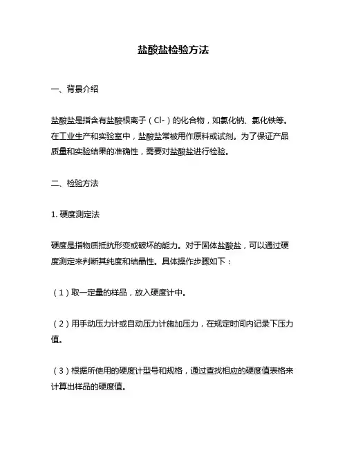 盐酸盐检验方法
