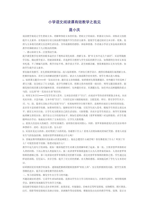小学语文阅读课有效教学之我见