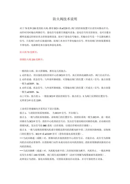 防火阀 技术说明