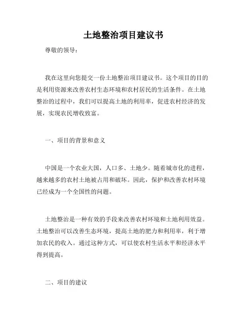 土地整治项目建议书