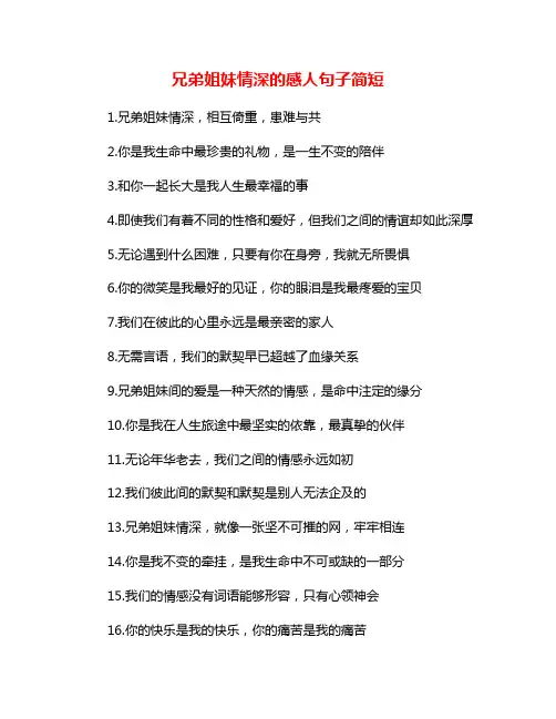 兄弟姐妹情深的感人句子简短