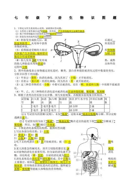 七年级下册生物识图题答案