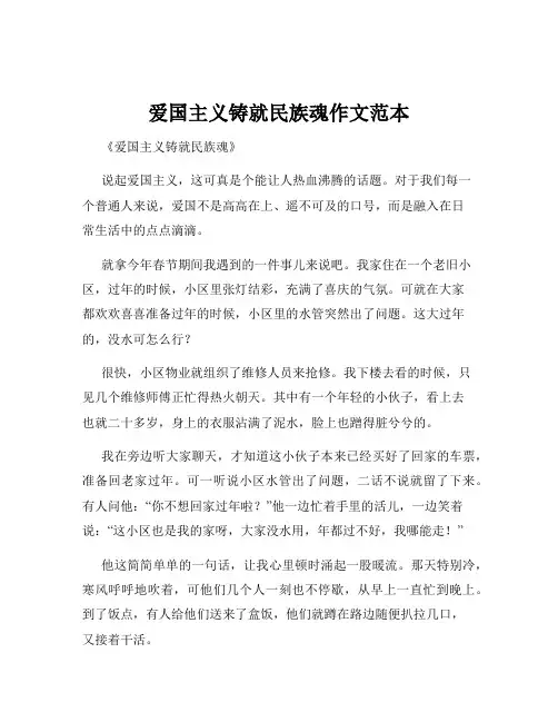 爱国主义铸就民族魂作文范本