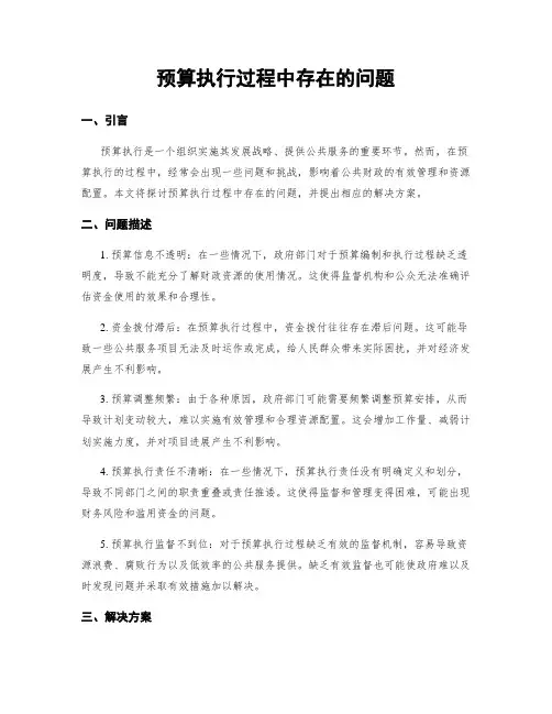 预算执行过程中存在的问题