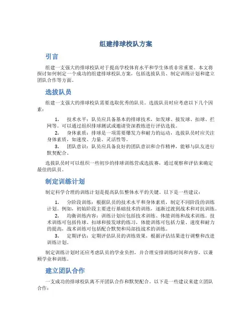 组建排球校队方案