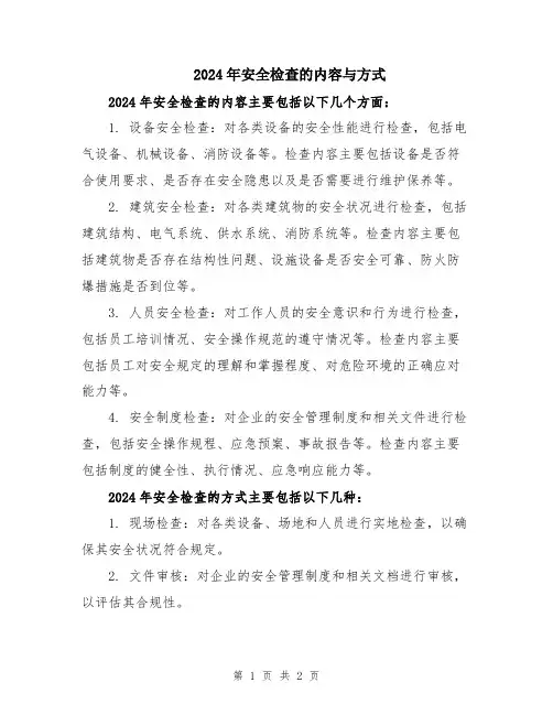2024年安全检查的内容与方式
