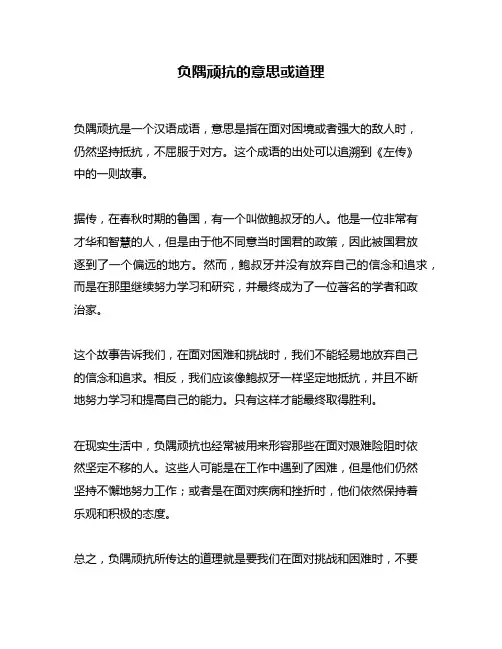 负隅顽抗的意思或道理