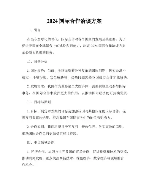2024国际合作洽谈方案
