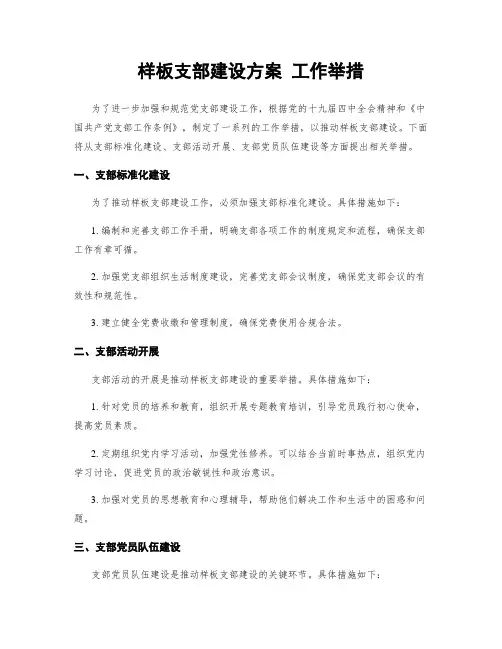 样板支部建设方案 工作举措